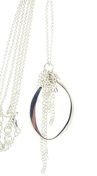 Long Abstract Oval Sterling Silver Necklace