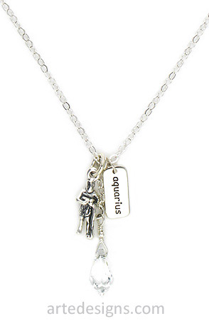 Horoscope Sign: Aquarius Water Carrier Zodiac Necklace
