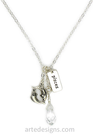 Horoscope Sign: Pisces Two Fish Zodiac Necklace
