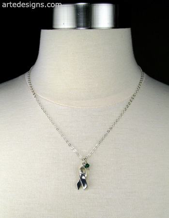 Green Awareness Necklace for Prostate, Ovarian, Kidney Cancer, Leukemia
