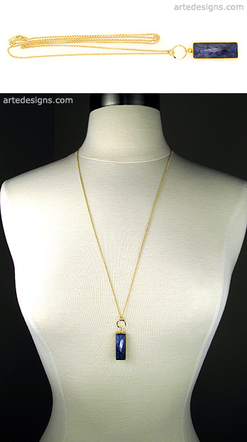 Long Rich Sapphire Tag Necklace
