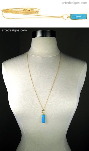 Long Turquoise Tag Necklace
