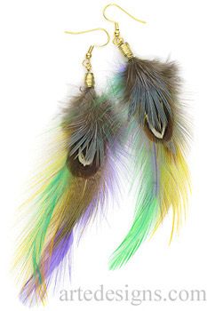 Mardi-Gras Feather Earrings
