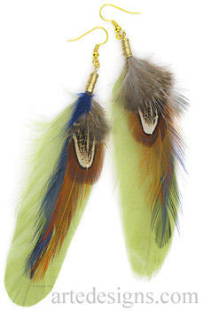 Olive Blue Sienna Feather Earrings
