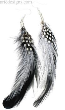Black and White Feather Earrings
