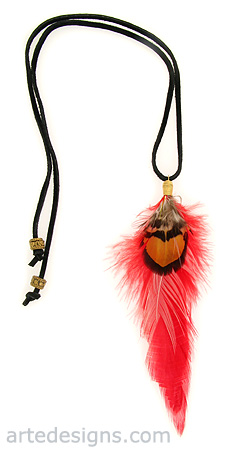 Firey Red Feather Necklace
