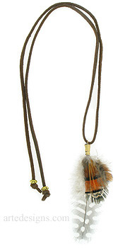 Guinea Orange Feather Necklace  
