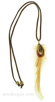 Gold and Brown Feather Necklace

