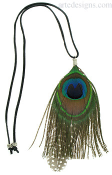 Peacock Eye with Spotted Feather Necklace
