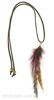 Gold Wine Natural Feather Necklace
