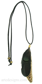 Rich Green Black Brown Feather Necklace
