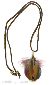 Yellow Burgundy Black Feather Necklace
