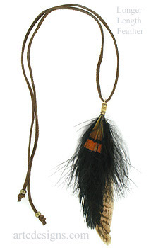 Orange and Black Feather Necklace
