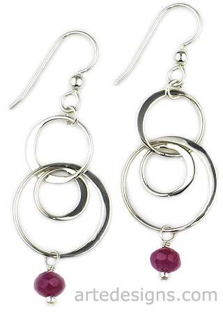 Multi-Circle Ruby Gemstone Earrings
