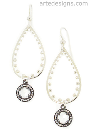 White Topaz with Crystal Pave Dotted Earrings
