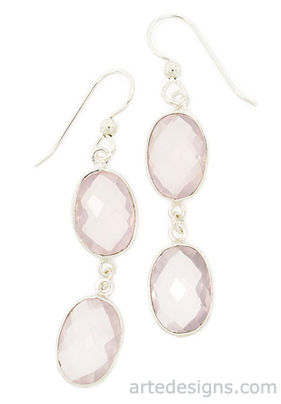 2 Stone Rose Quartz Earrings

