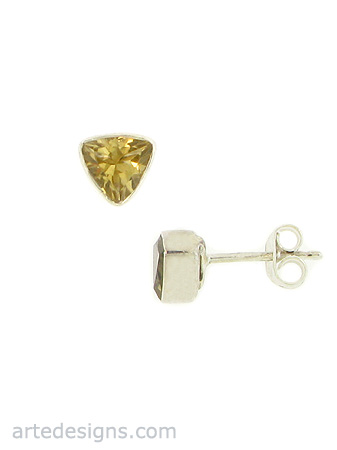 Small Triangle Citrine Post Earrings
