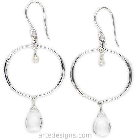 White Topaz Gemstone Hoop Earrings
