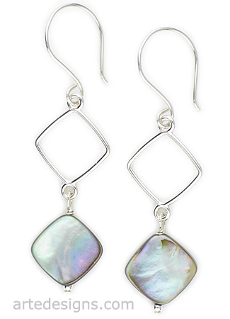 Abalone Shell Diamond Link Earrings
