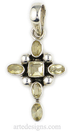 Citrine Cross Gemstone Pendant
