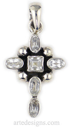 White Topaz Cross Gemstone Pendant
