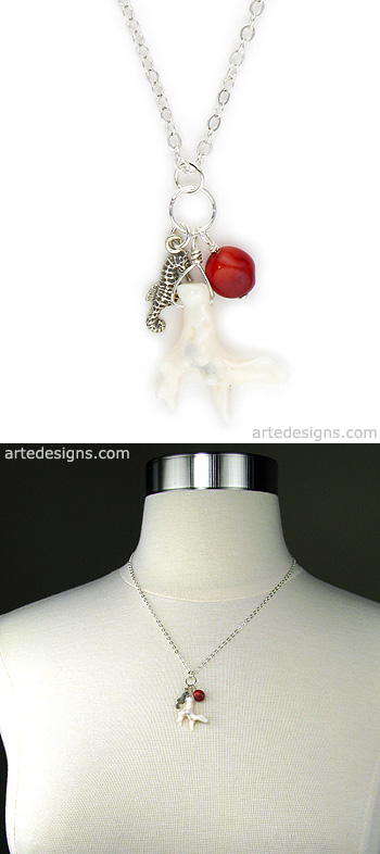 Natural Red and White Coral Necklace
