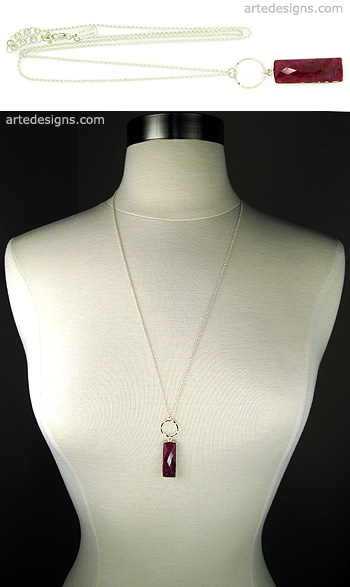 Long Rich Ruby Tag Necklace

