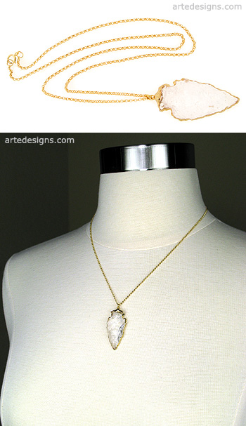 Natural Crystal Arrowhead Necklace
