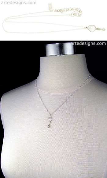Moonstone with Sterling Silver Drop Necklace
