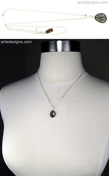 Black Rutilated Quartz Drop Necklace
