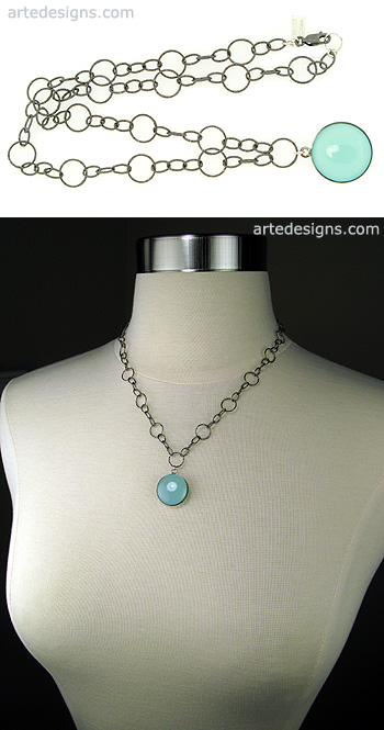 Blue Chalcedony Moon Necklace
