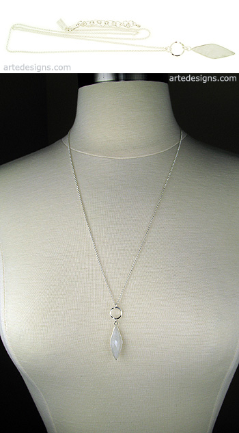 Circle with Long Diamond Moonstone Necklace
