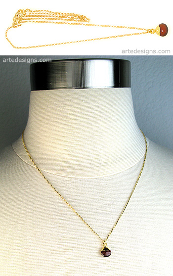 Gold Cap Garnet Necklace

