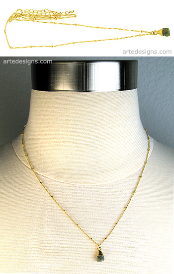Gold Cap Natural Labradorite Necklace
