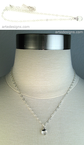 Sterling Silver Crystal Cap Necklace
