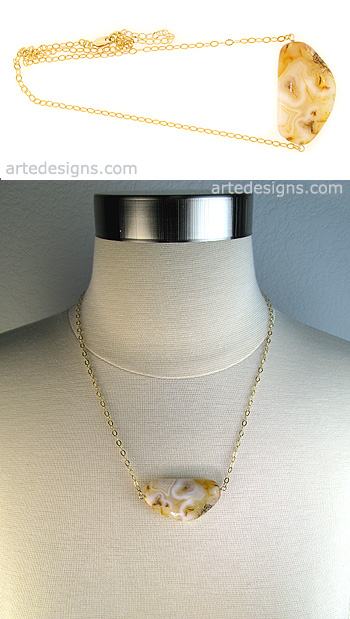 Dendritic Quartz Necklace with Gold
