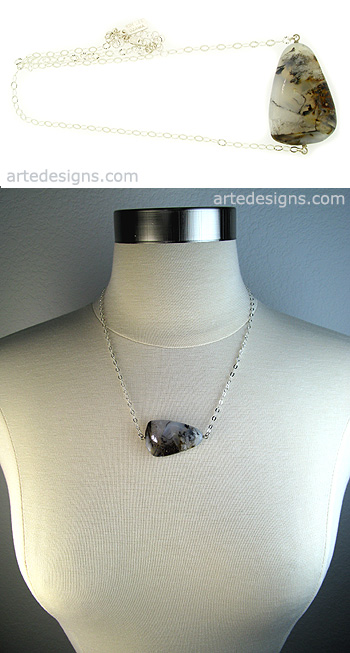 Dendritic Quartz Necklace with Silver
