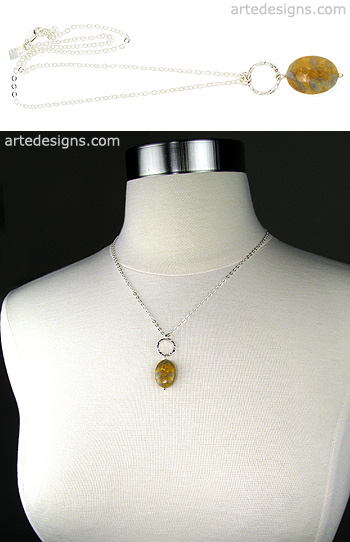 Textured Circle Crazy Lace Agate Necklace
