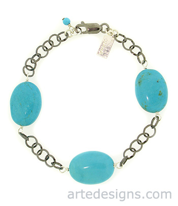 Oxidized Chinese Turquoise Bracelet
