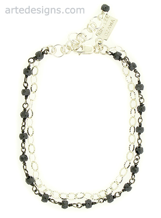 Double Strand Jet Hematite Silver Bracelet
