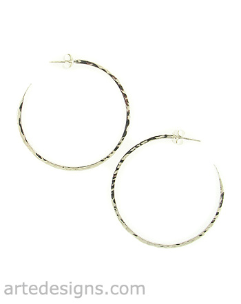 Textured Sterling Silver Hoop Earrings
