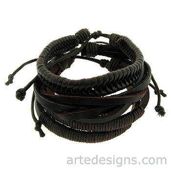 Brown and Black Leather Bracelets A
