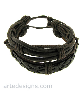 Double Brown Leather Bracelets

