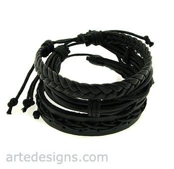Black Leather Bracelets B
