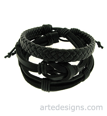 Black Leather Bracelets C

