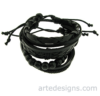 Black Leather Bracelets D

