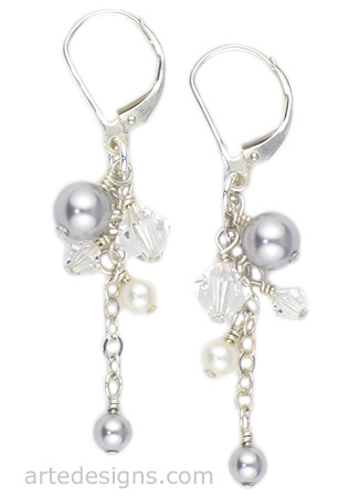 Serenity Drop Pearl and Crystal Earrings
