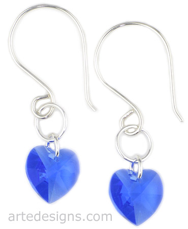 Sapphire Crystal Heart Earrings

