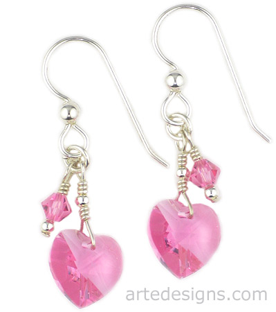 Rose Heart Swarovski Crystal Earrings
