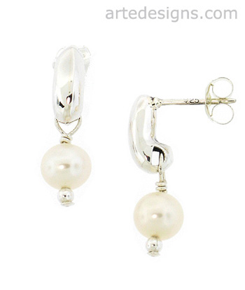 Mini Long Post White Pearl Earrings
